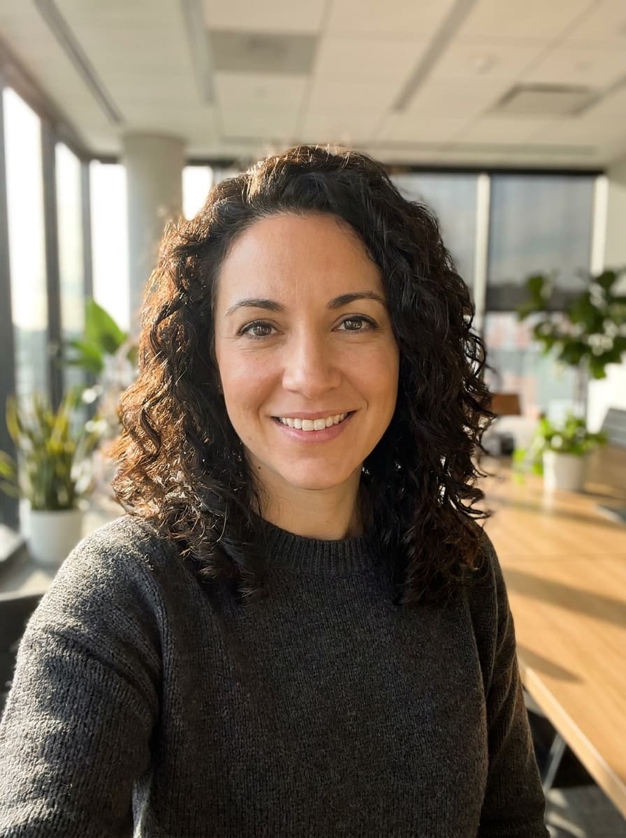 The interviewer on a video call