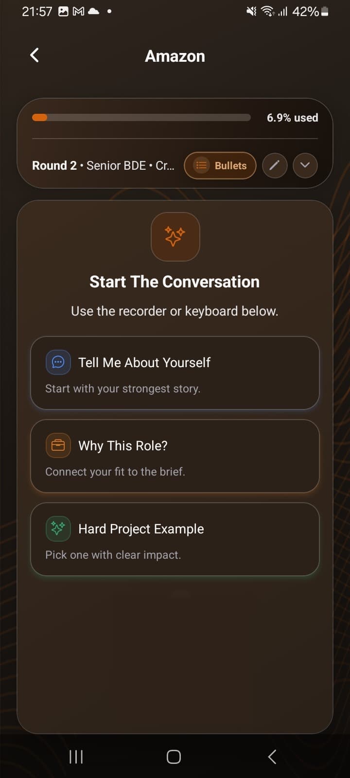 VOCO interview screen — the floating microphone can be positioned anywhere on this layer.